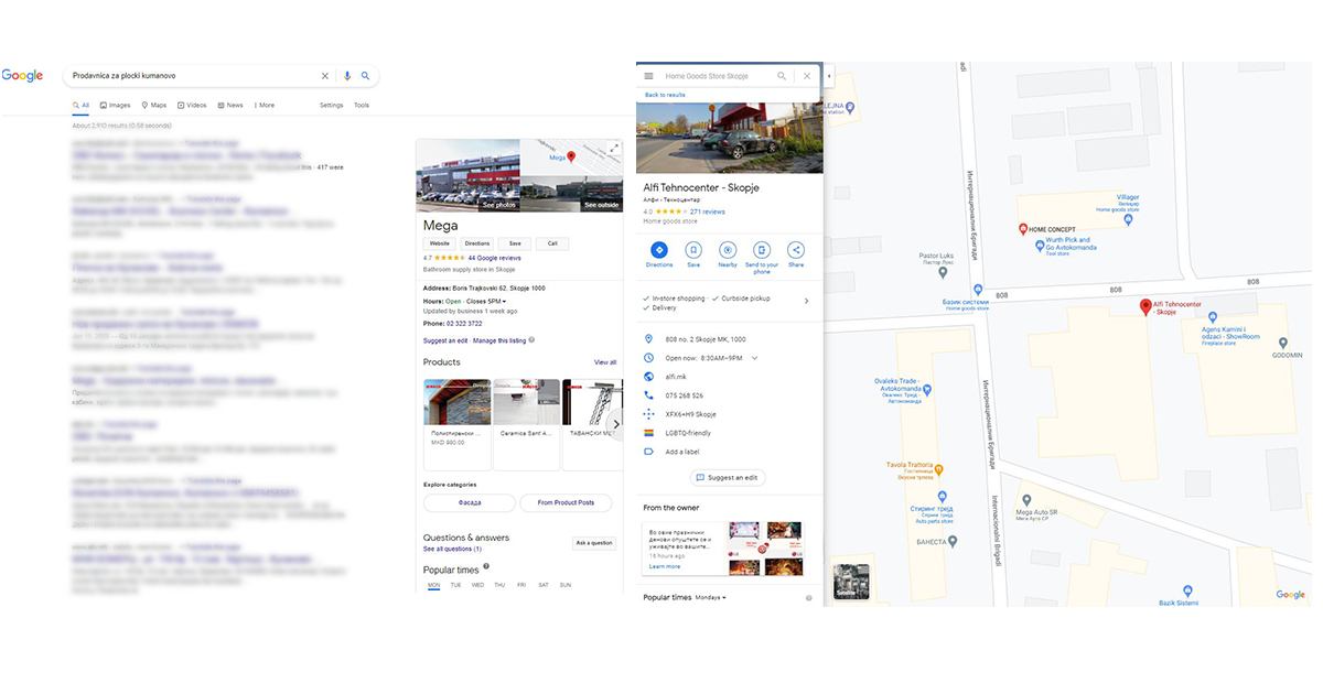 A business location on Google